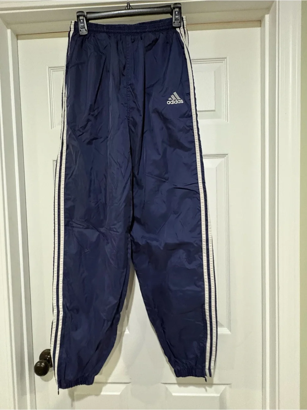 Adidas Navy Track Pants with Side Stripes vintage